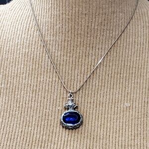 Vtg. Goldette Blue Stone Necklace